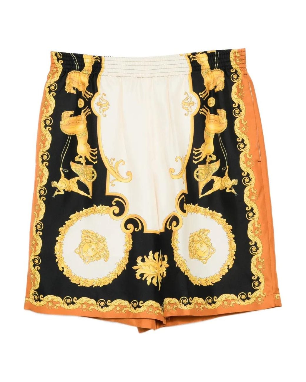 Versace Metallic Printed Silk Twill Regular Shorts for men