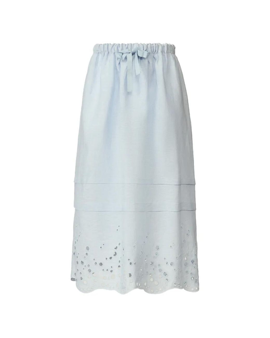 Fabiana Filippi Blue Eyelet Drawstring Midi Skirt