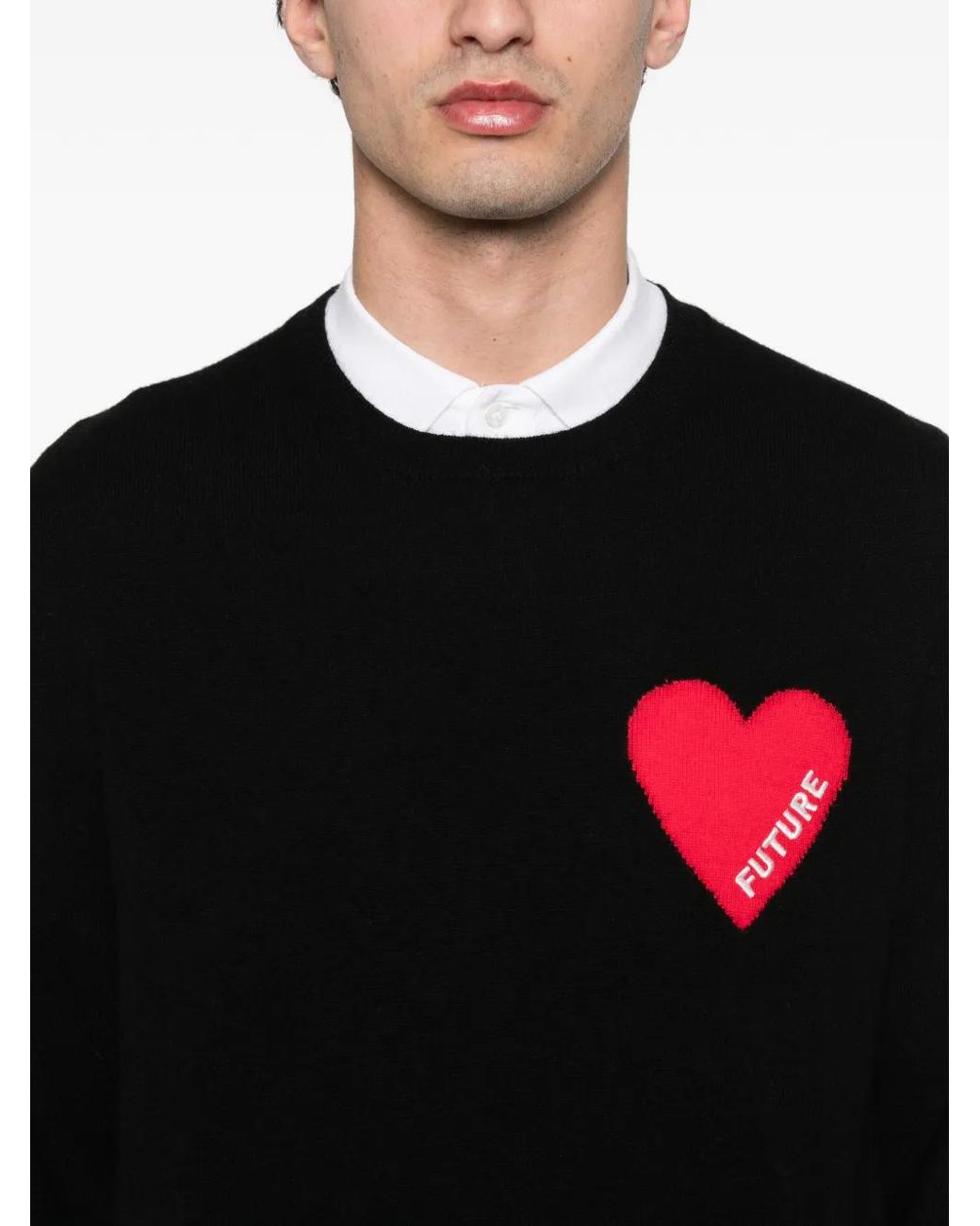 From Future Black Heart-Motif Sweater for men