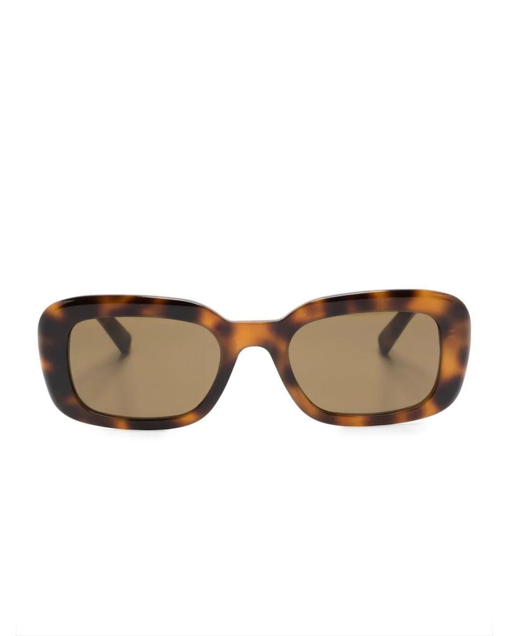 Saint Laurent Brown Tortoiseshell-Effect Rectangle-Frame Sunglasses
