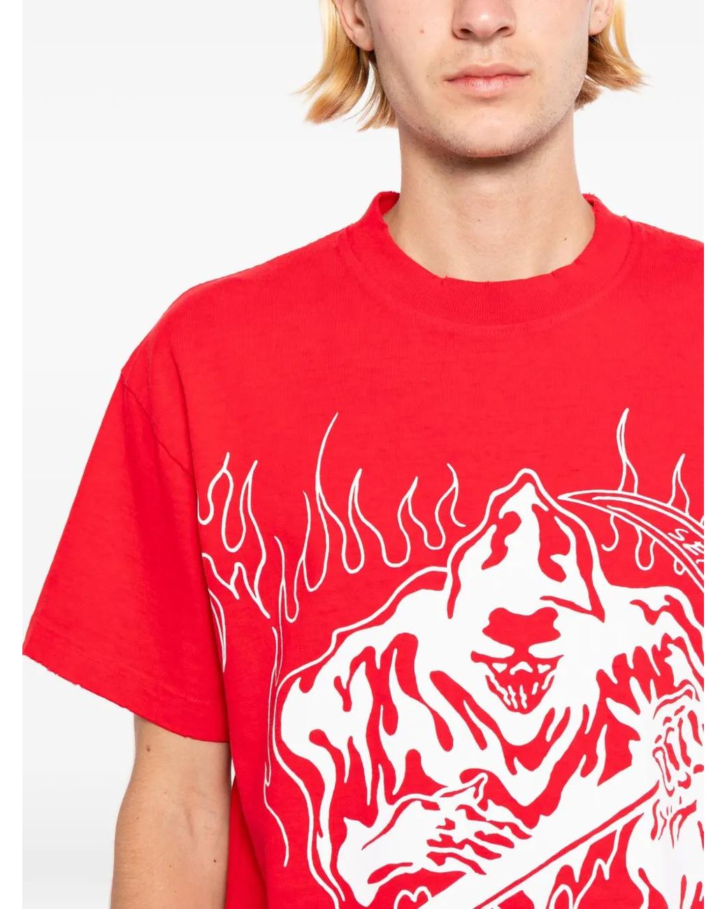 Warren Lotas Red Graphic-Print T-Shirt for men