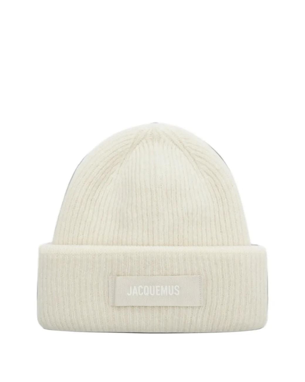 Jacquemus White Le Bonnet Logo-Patch Beanie Hat for men