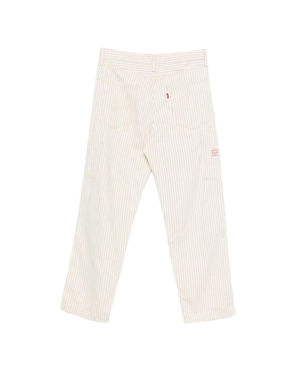 Levi's White Striped Trousers for men