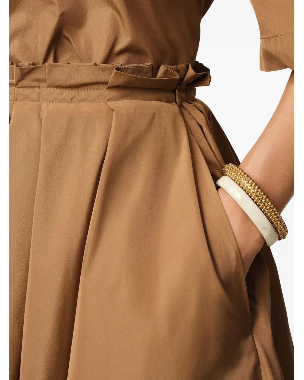 AMI Brown Corolla Taffetas Midirock