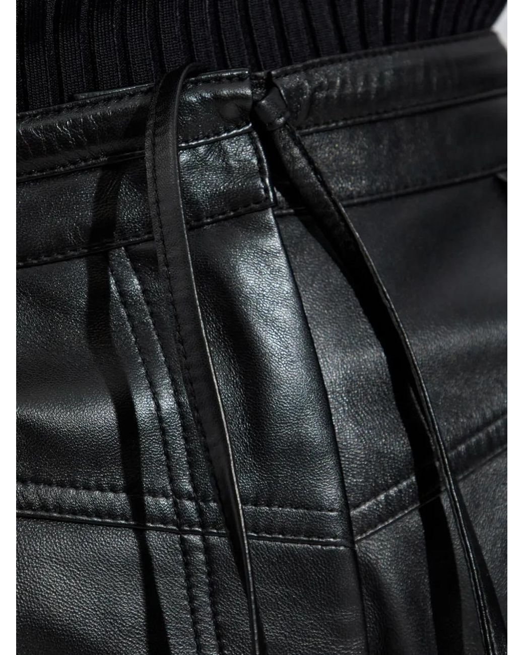 IRO Black Drawstring Leather Trousers