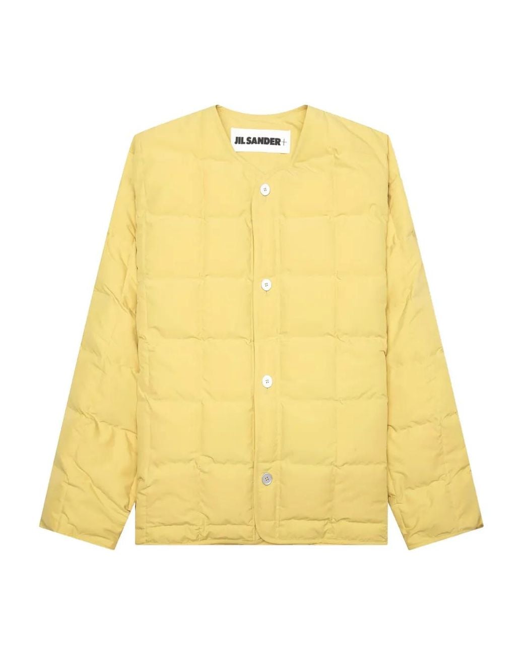 Jil Sander Yellow Quilted Button-Fastening Jacket for men