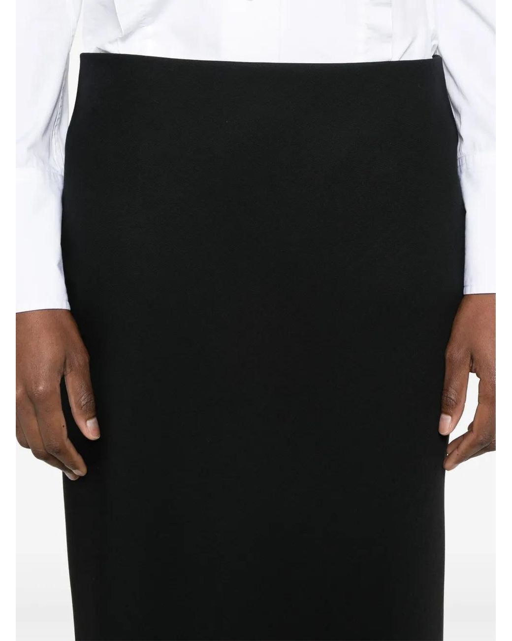Carven Black Wool Midi Skirt