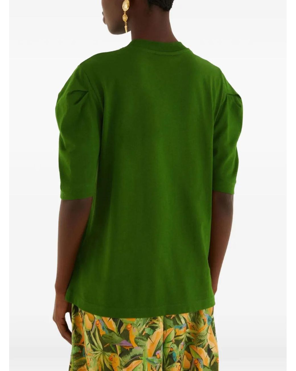 Farm Rio Green Nature Lovers Puff Sleeve T-Shirt