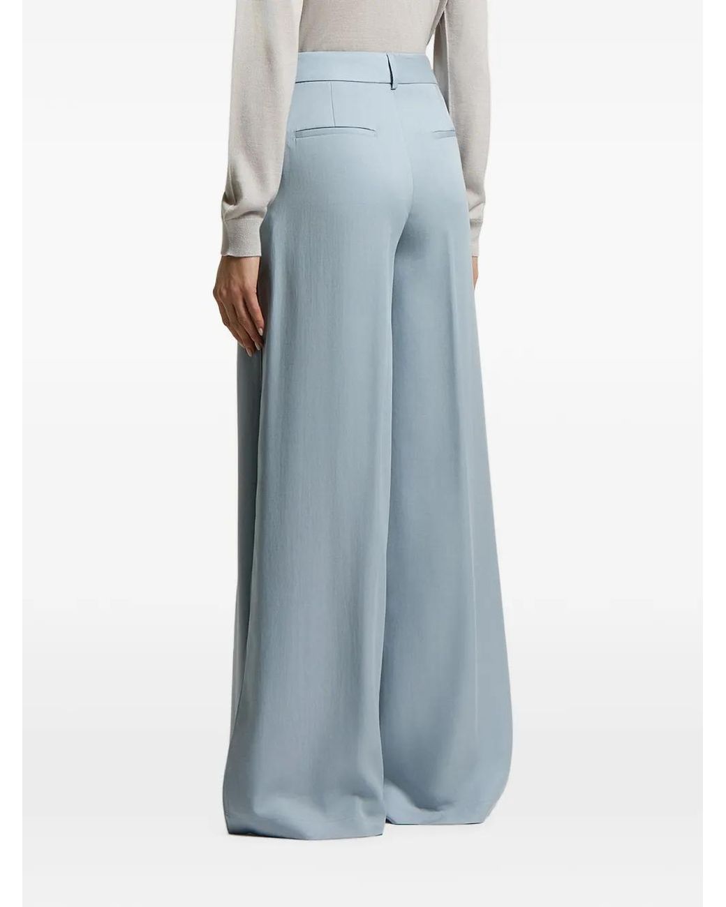 Peserico Blue Pleat-Detail Palazzo Pants