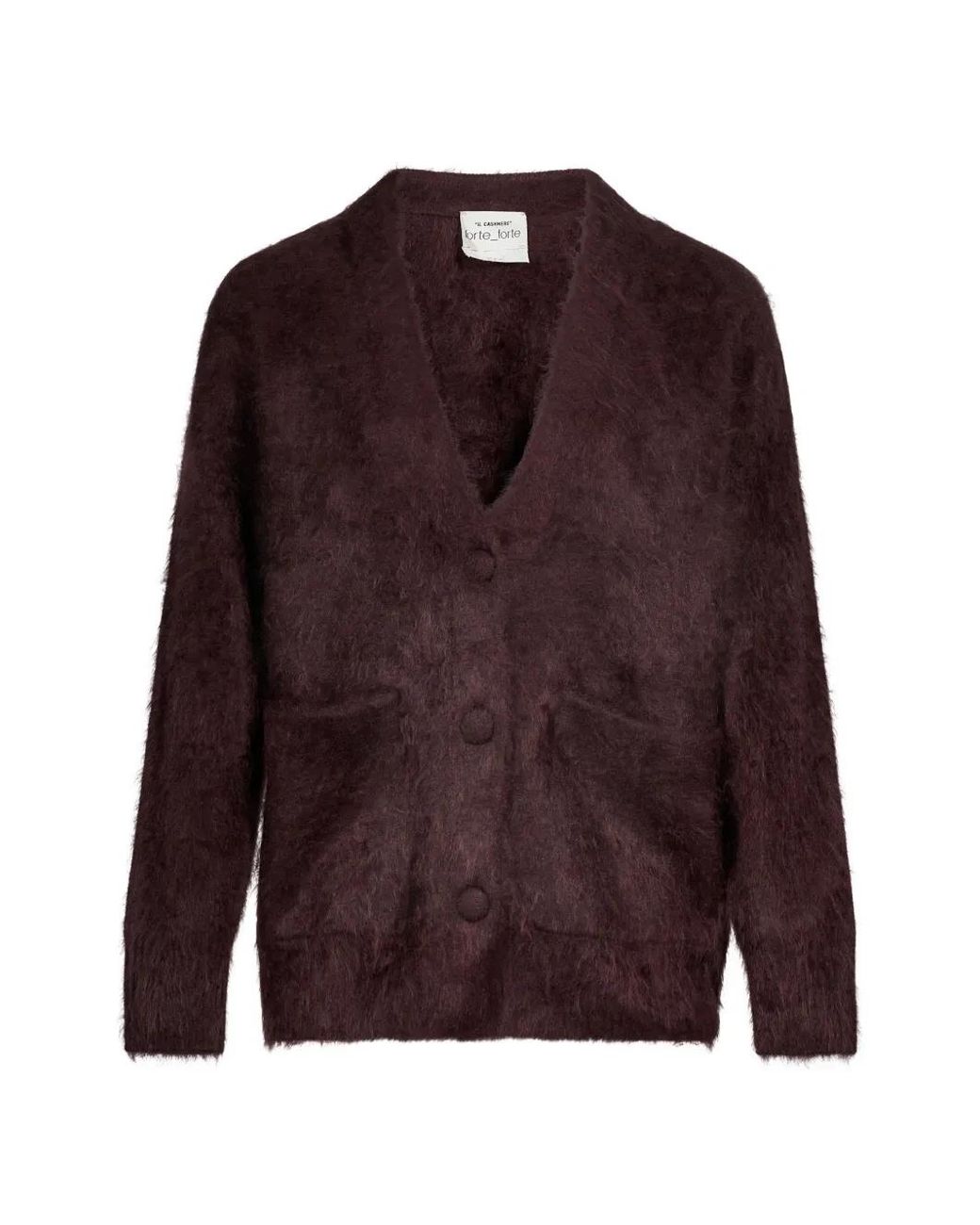 Forte_forte Purple Brushed-Finish V-Neck Cardigan