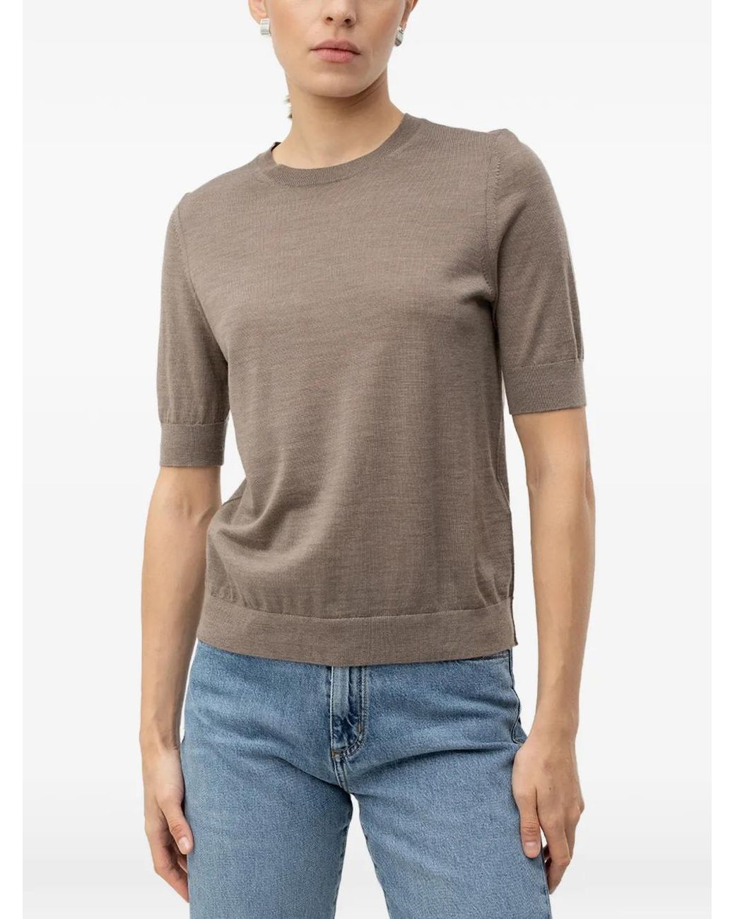 Boss Gray Slim-Fit Short-Sleeved Sweater
