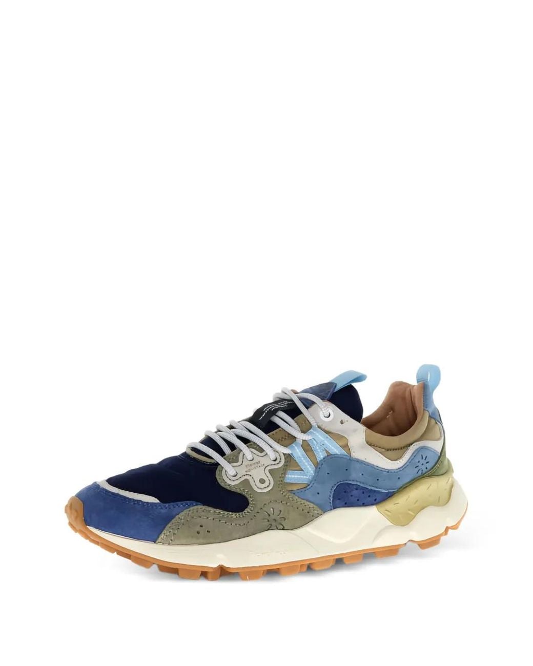 Flower Mountain Blue Suede-Panel Sneakers for men