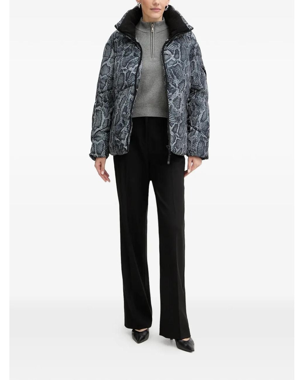 Guess Gray Printed Puffer Jacket