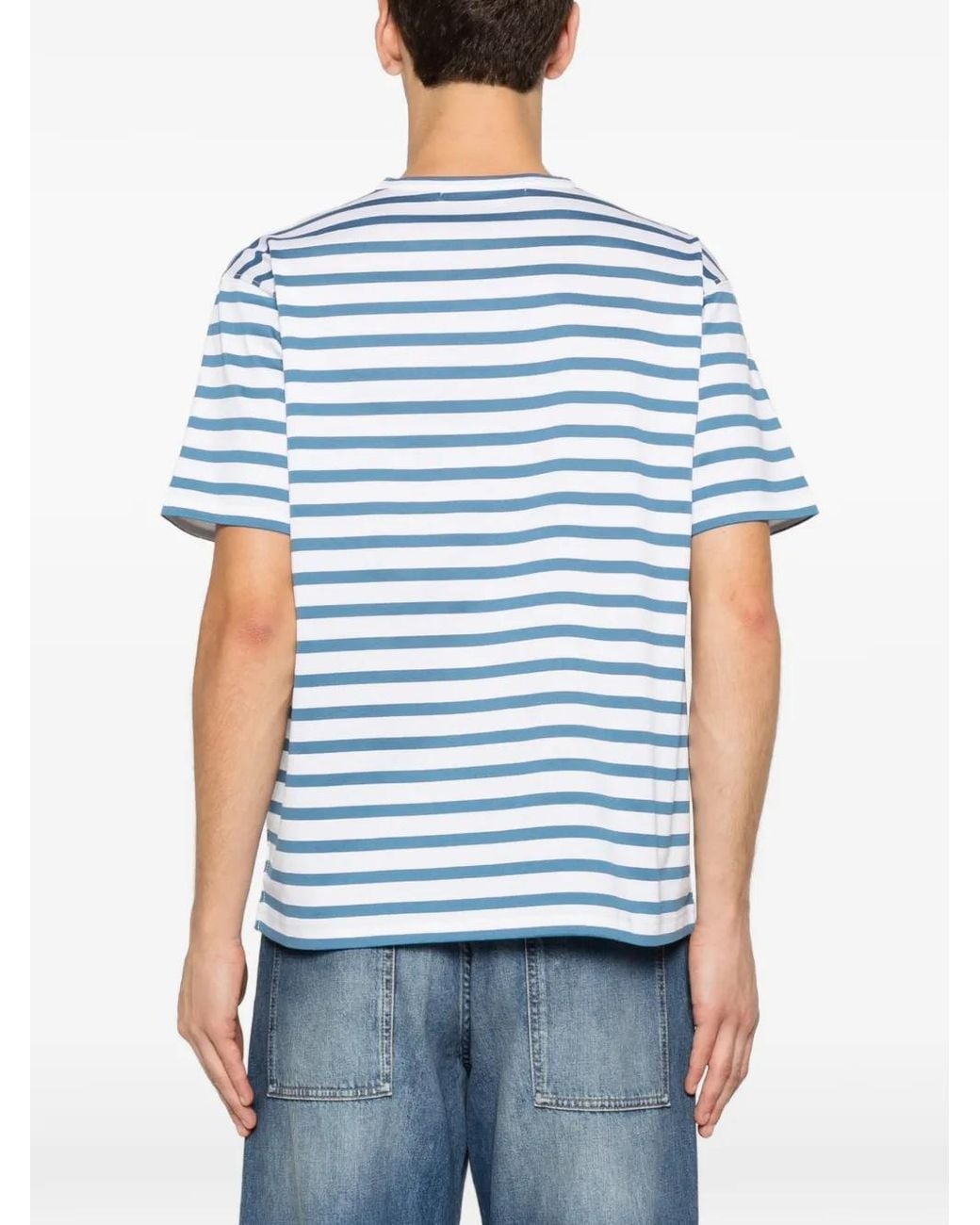Junya Watanabe Blue T-Shirt À Rayures for men