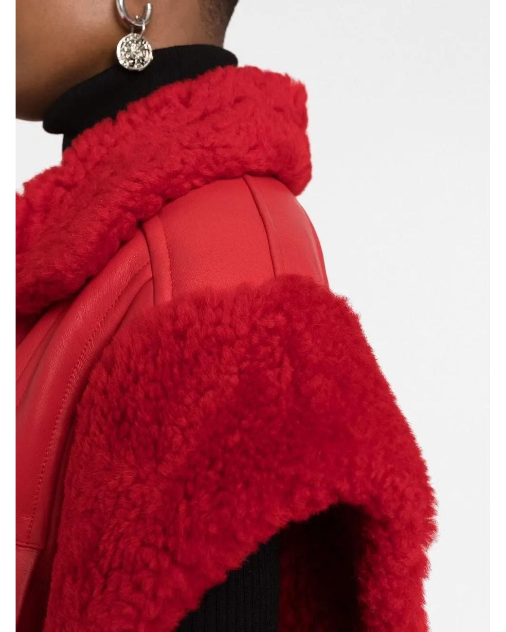 Philipp Plein Red Gothic Plein Buttoned Shearling Vest