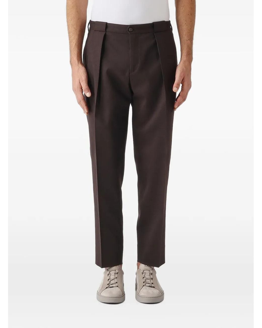 Briglia 1949 Black Portobellos Pleated Tapered-Leg Trousers for men