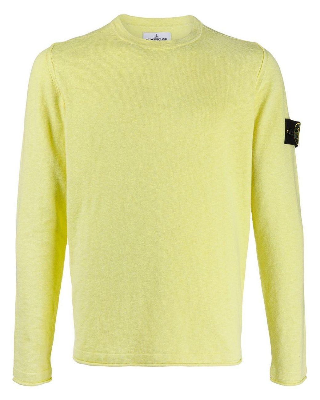 Stone Island Cotton Knitted Logo Jumper in Yellow for Men Lyst