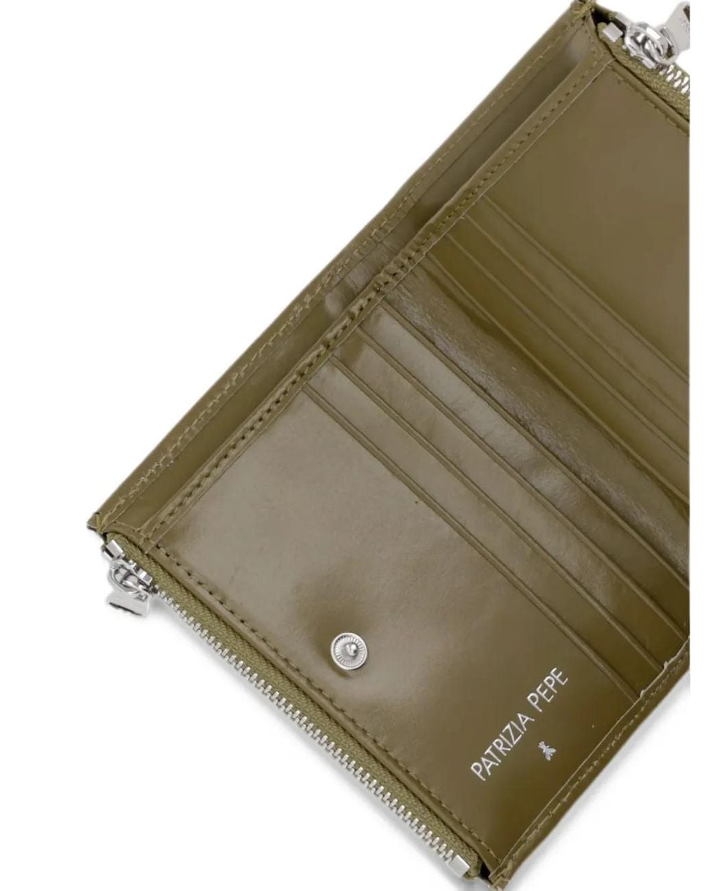 Patrizia Pepe Green Logo-Plaque Leather Wallet