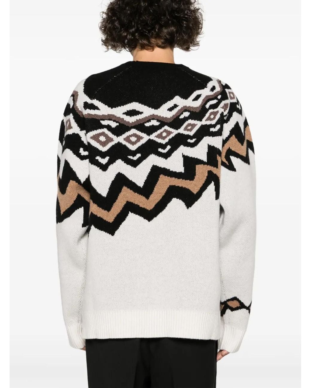Neil Barrett Black Intarsia-Knit Wool Jumper for men