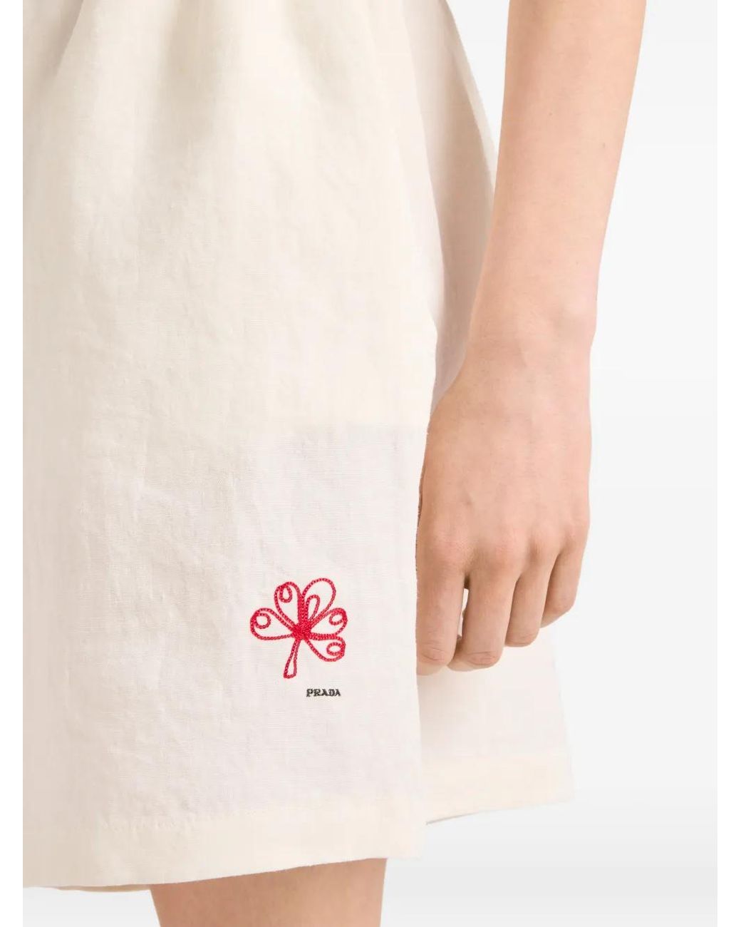 Prada White Embroidered Elasticated-Waist Shorts