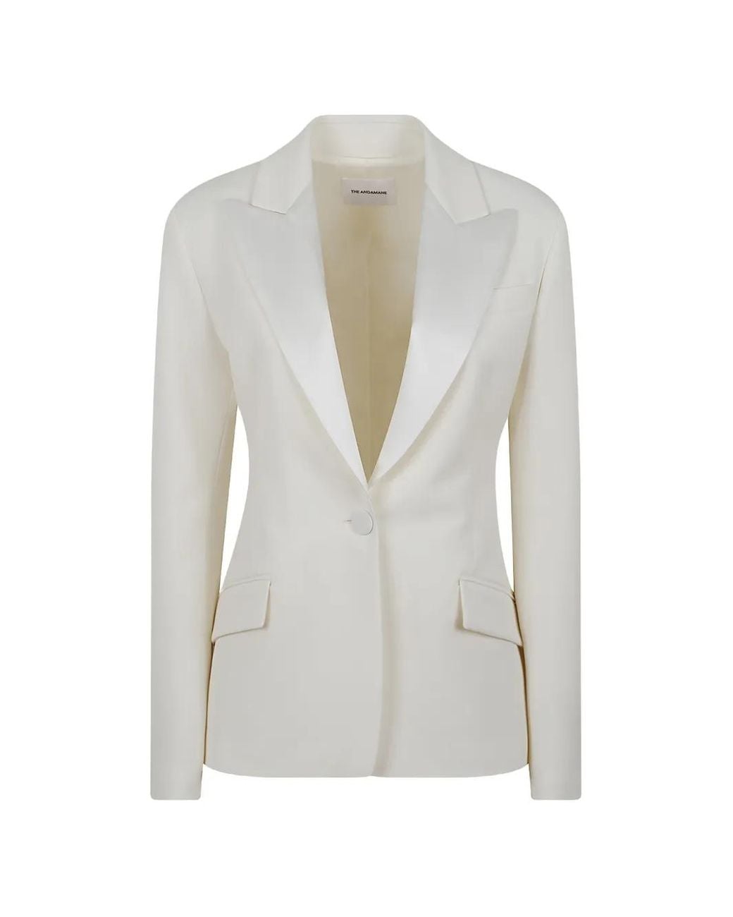 ANDAMANE White Bianca Peak-Lapel Single-Breasted Blazer
