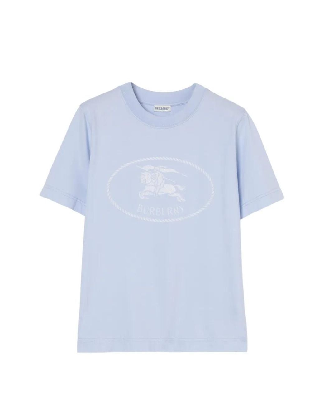 Burberry Blue Knight-Stamp Cotton T-Shirt