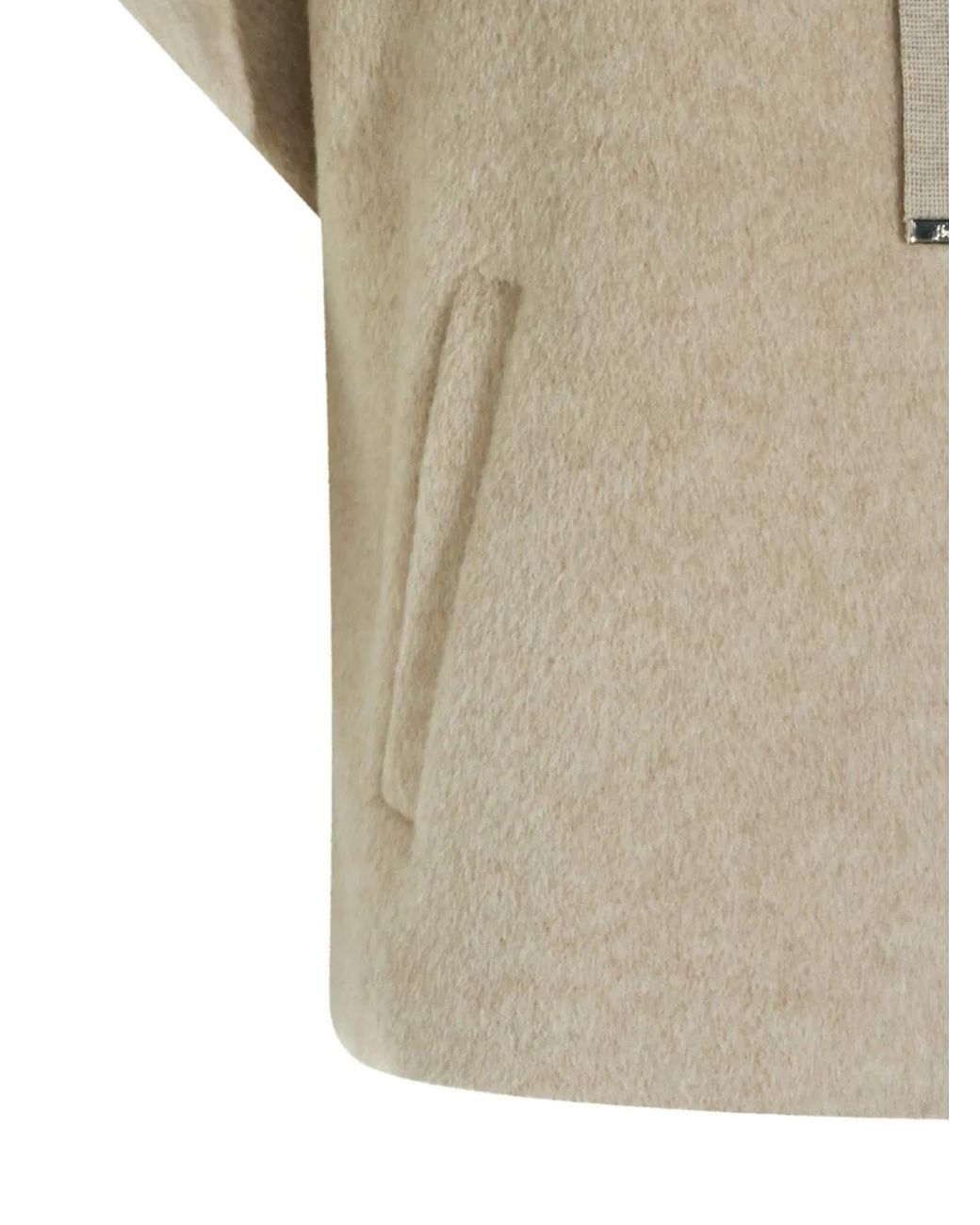 Herno Natural High-Neck Short-Sleeve Poncho