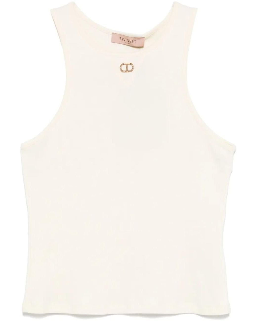 Twinset Natural Oval T Fine-Ribbed Tank Top