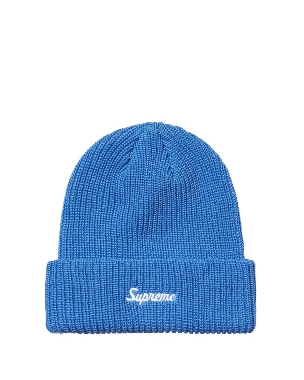 Supreme Blue Loose-Gauge Beanie Hat for men