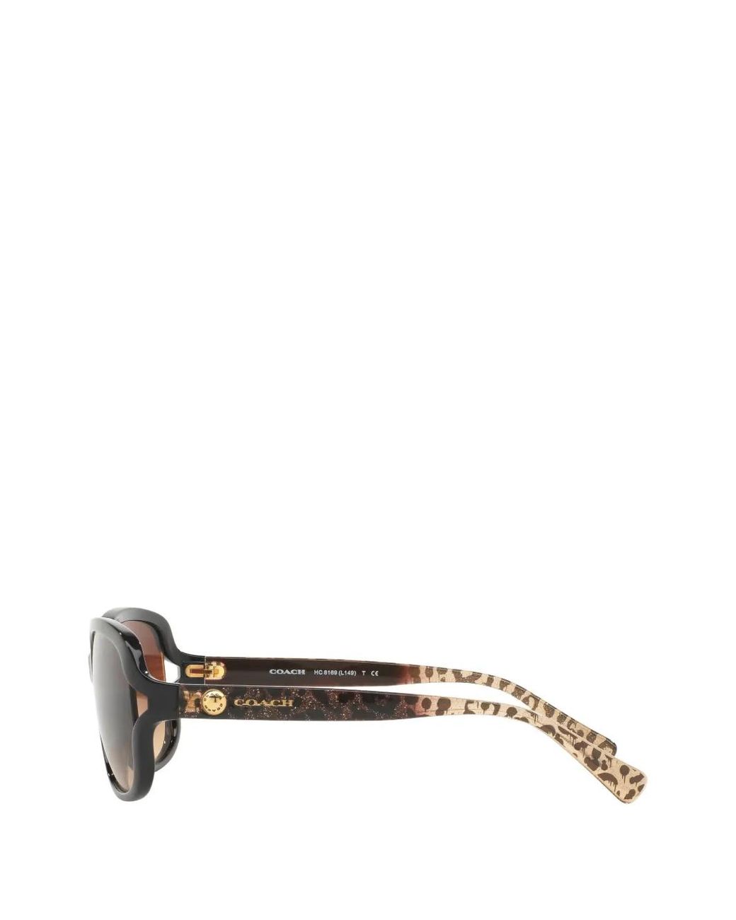 COACH Black Square-Frame Leopard-Print Sunglasses