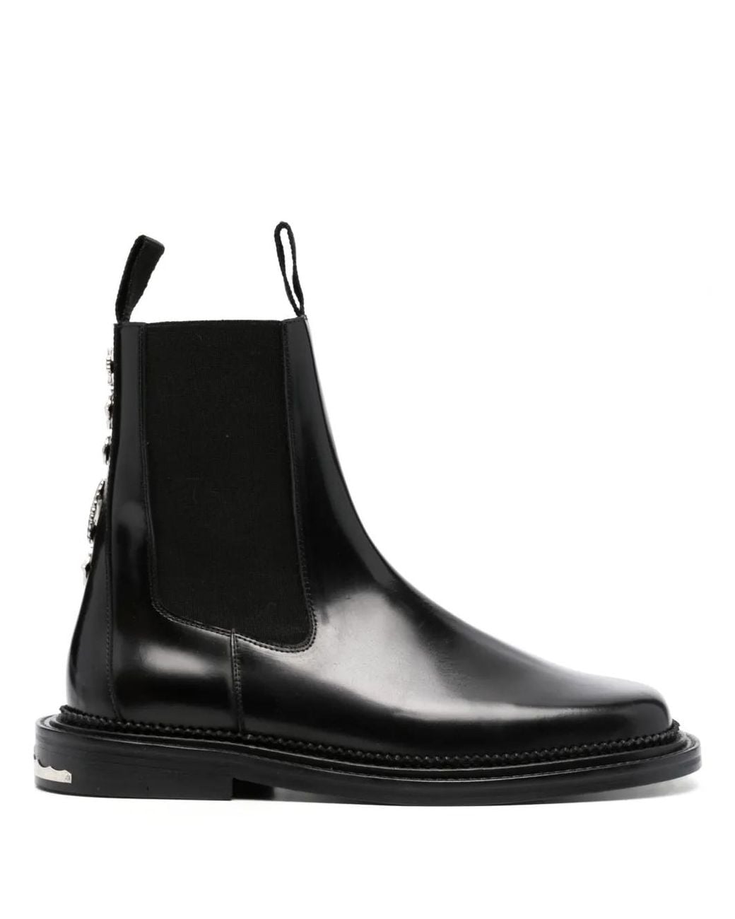 Toga Virilis Black Stud-Embellished Leather Ankle Boots for men