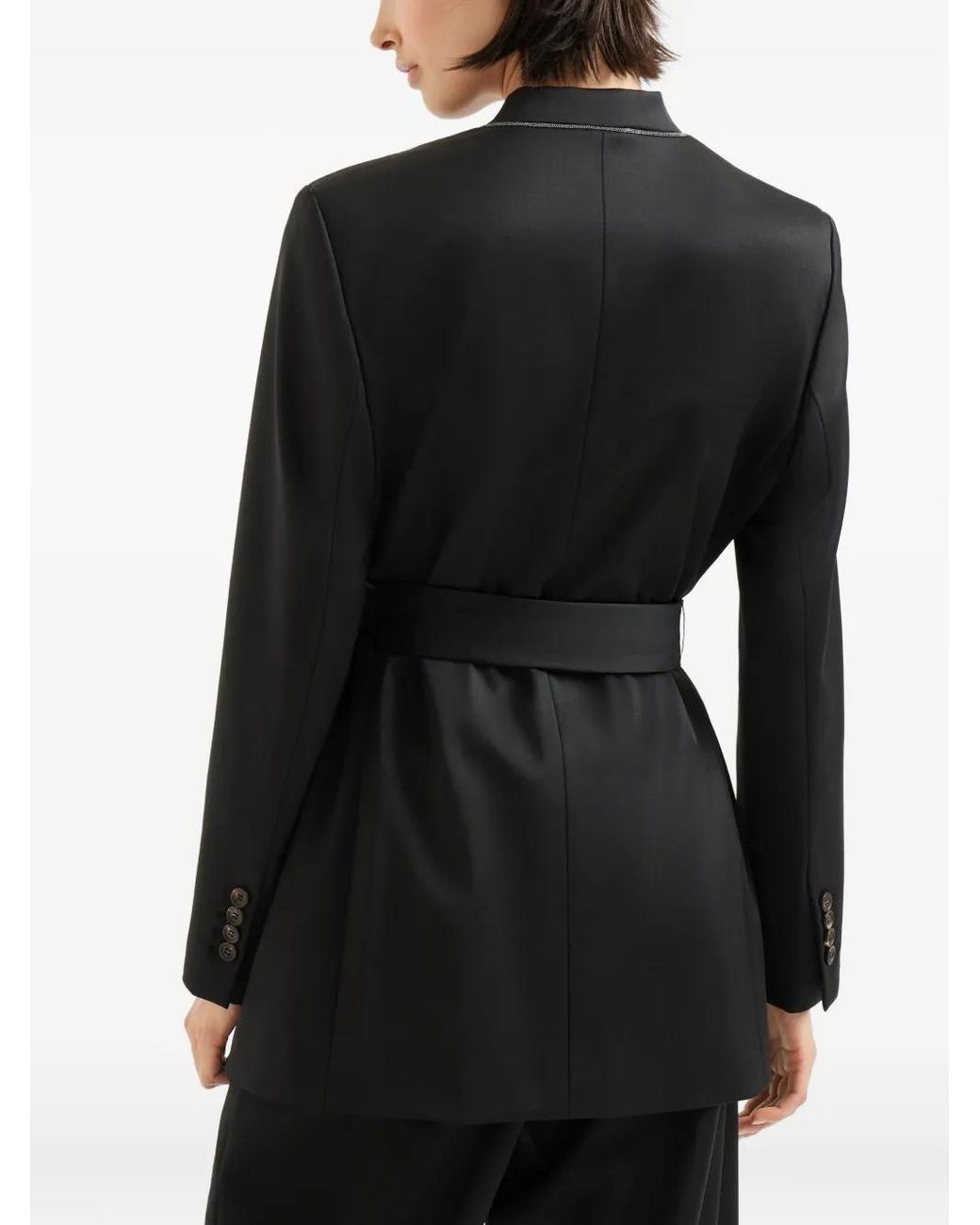 Brunello Cucinelli Black Belted Wrap Blazer
