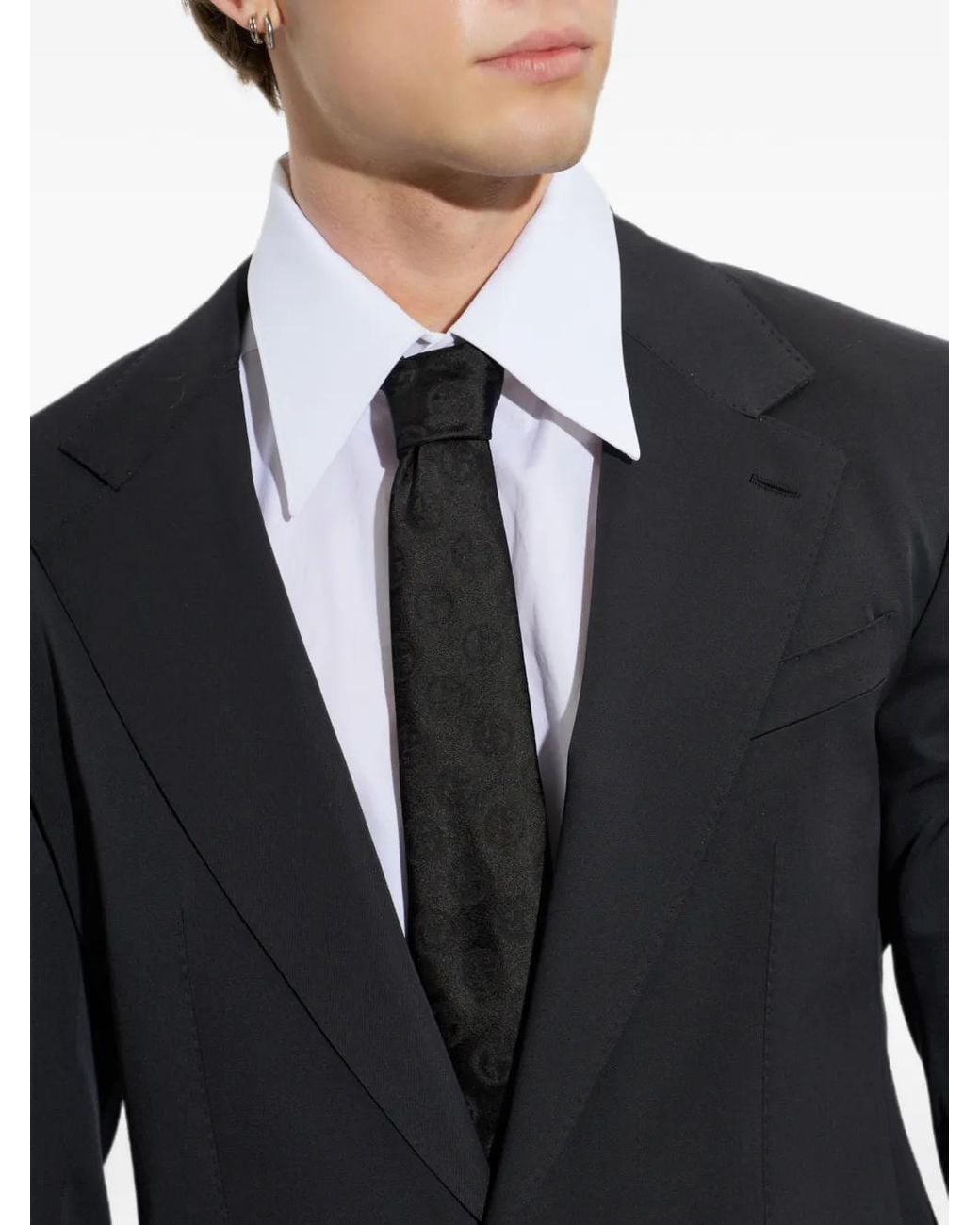 Giorgio Armani Black Logo-Jacquard Silk Tie for men