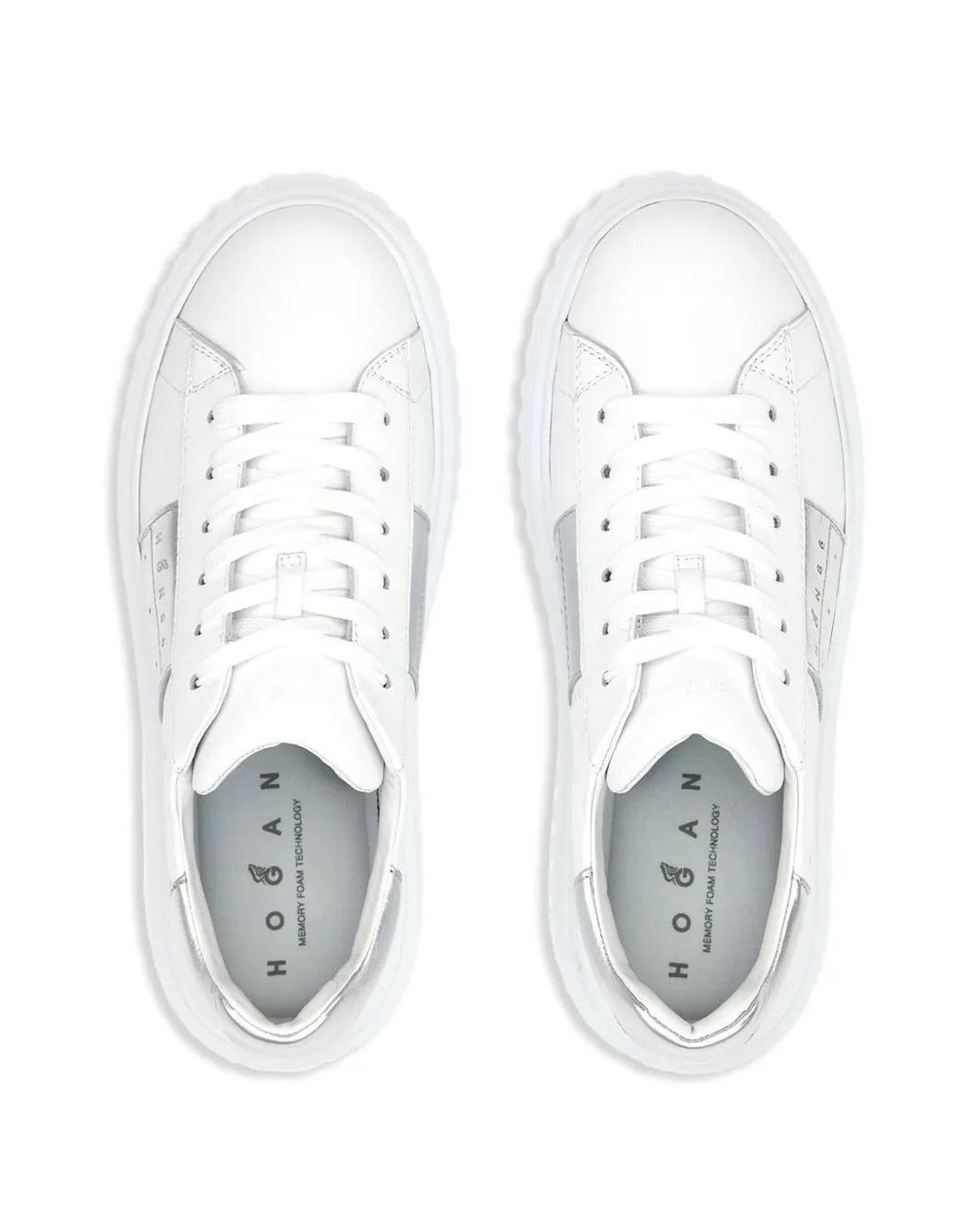 Hogan White Lace-Up Leather Sneakers For
