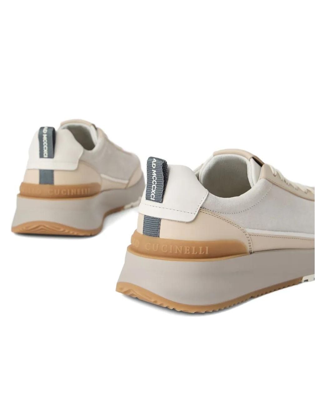 Brunello Cucinelli White Panelled Sneakers for men