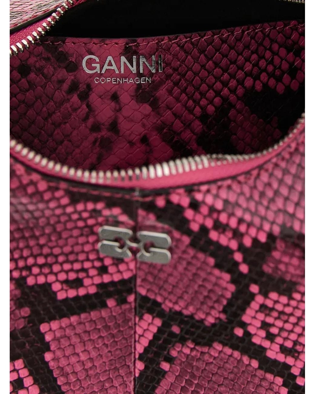 Ganni Pink Snake-Print Mini Bag
