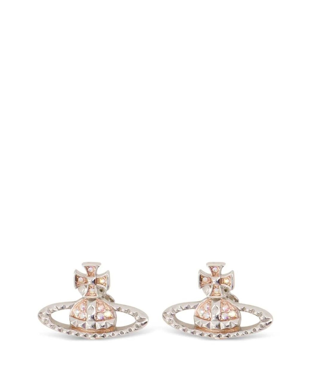 Vivienne Westwood White Mayfair Relief Orb Earrings