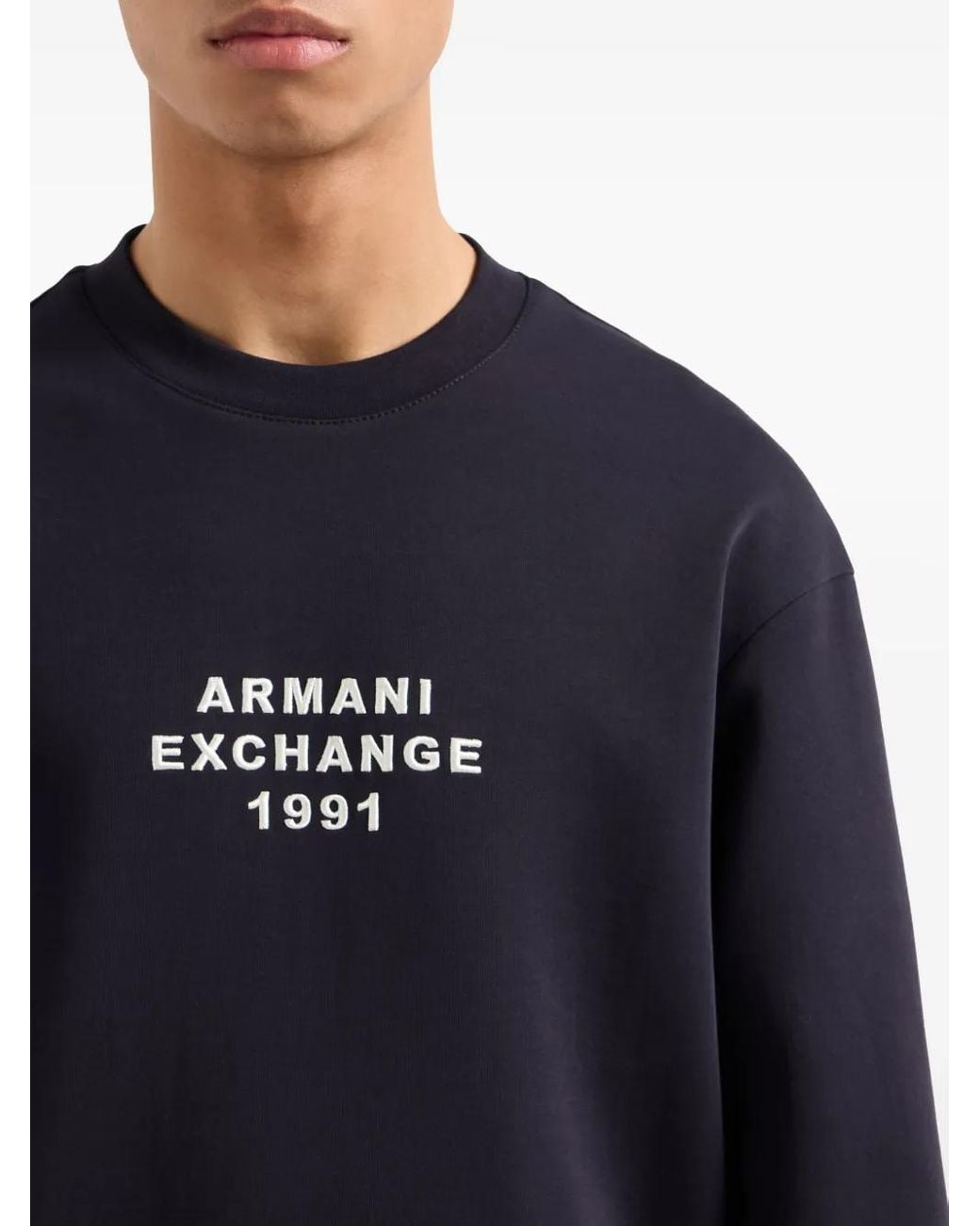 ARMANI EXCHANGE Blue Logo-Detail Sweatshirt for men