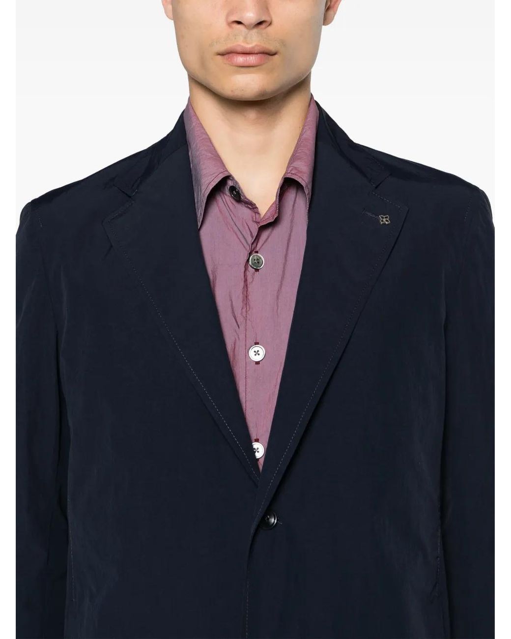 Tagliatore Blue Notched-Lapels Single-Breasted Blazer for men