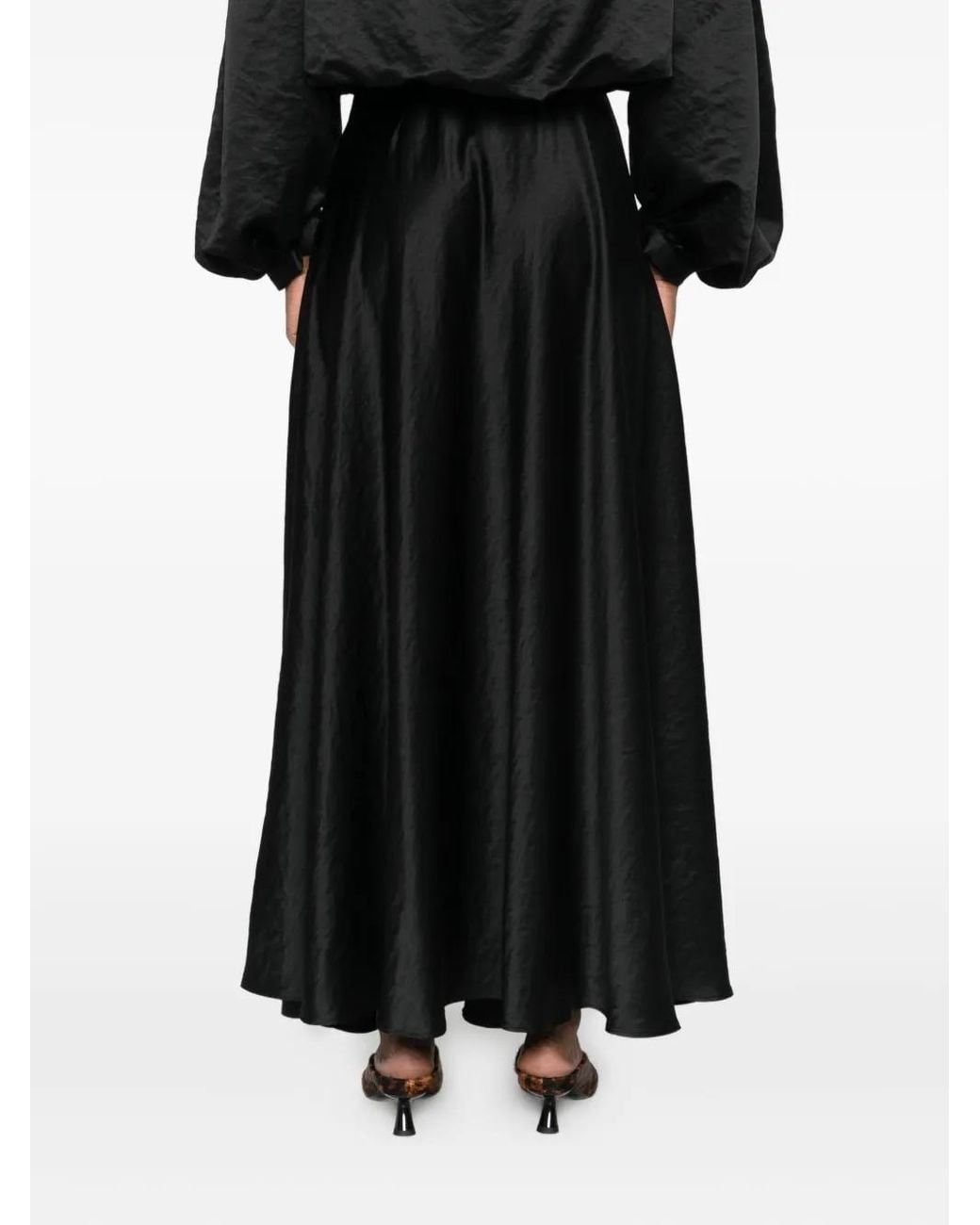 Forte_forte Black Textured Satin Skirt