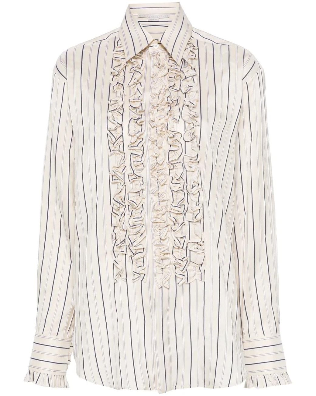 Stella McCartney White Striped Ruffled Shirt