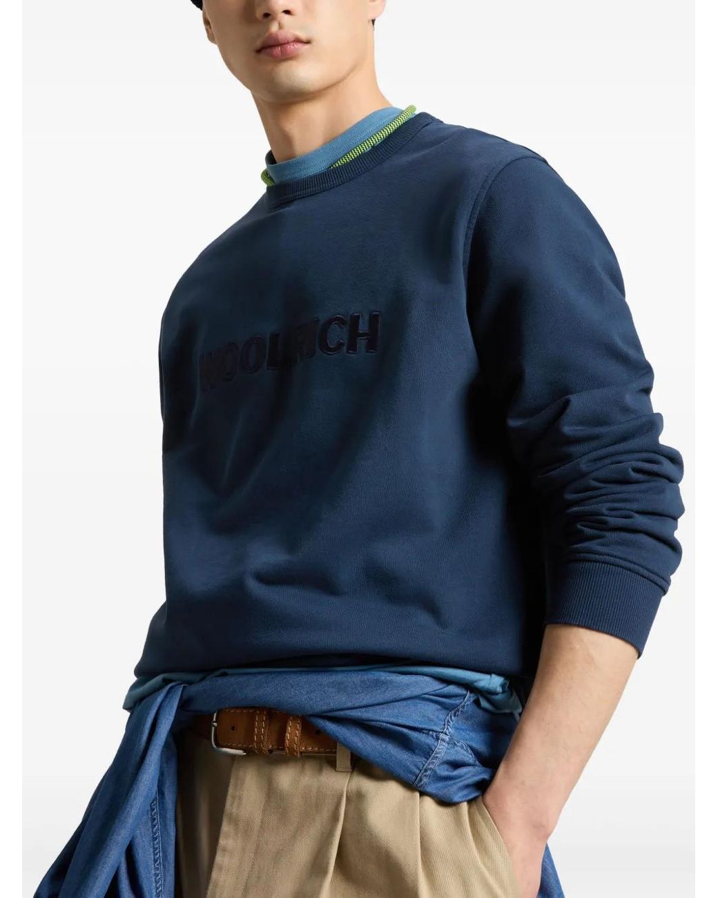 Woolrich Blue Logo-Patch Sweatshirt for men