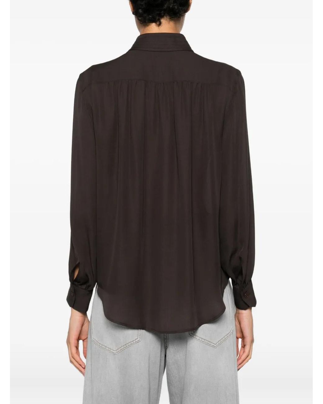 Nili Lotan Black Revi Buttoned Collarless Top