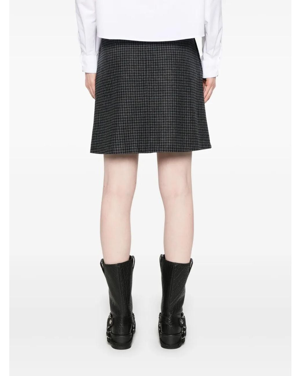 A.P.C. Black Classic Check Wool Skirt