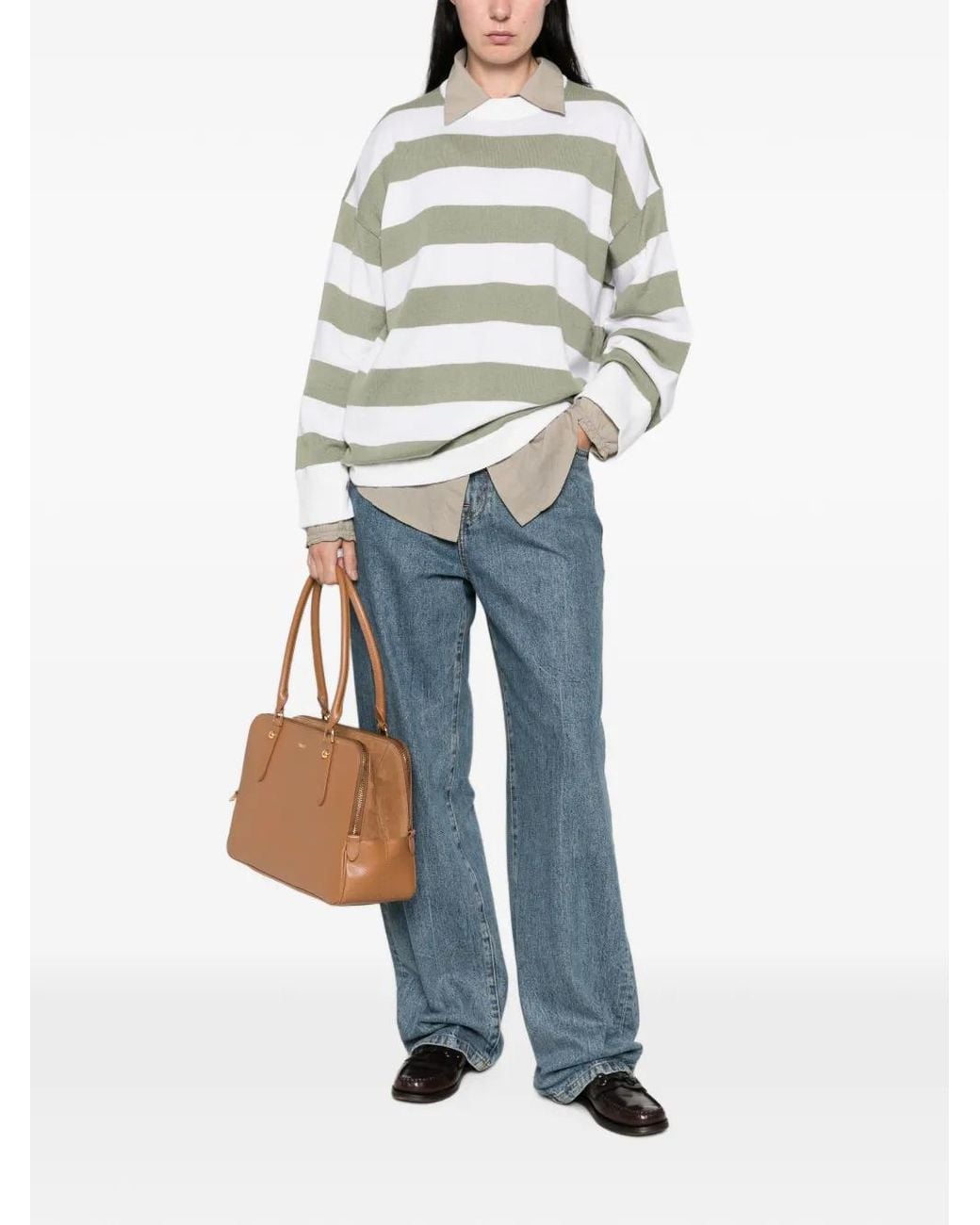Allude White Horizontal-Stripe Sweater