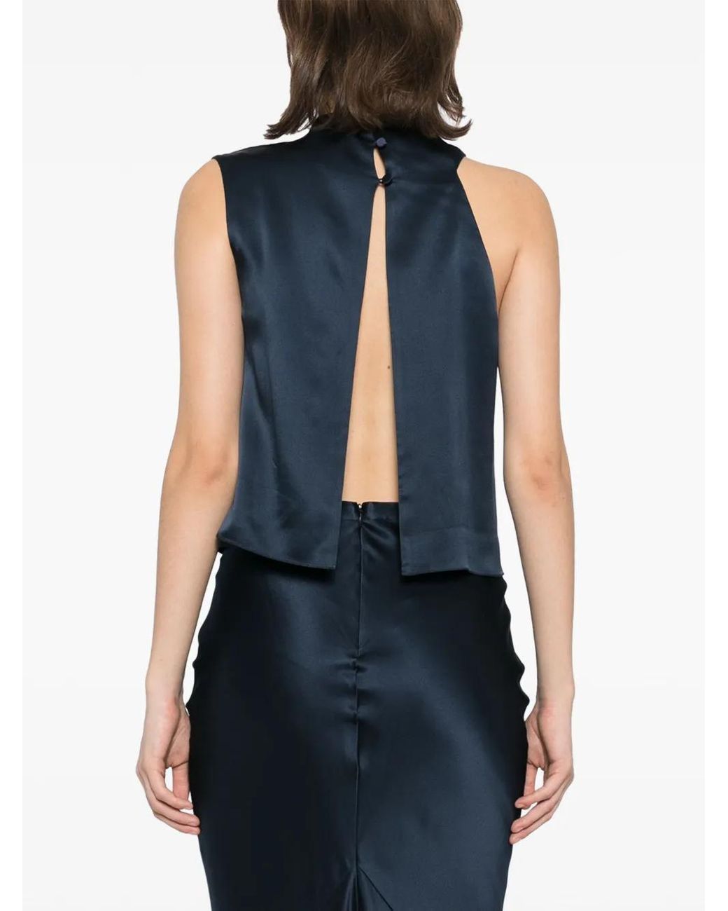 Michelle Mason Blue Open Back Top