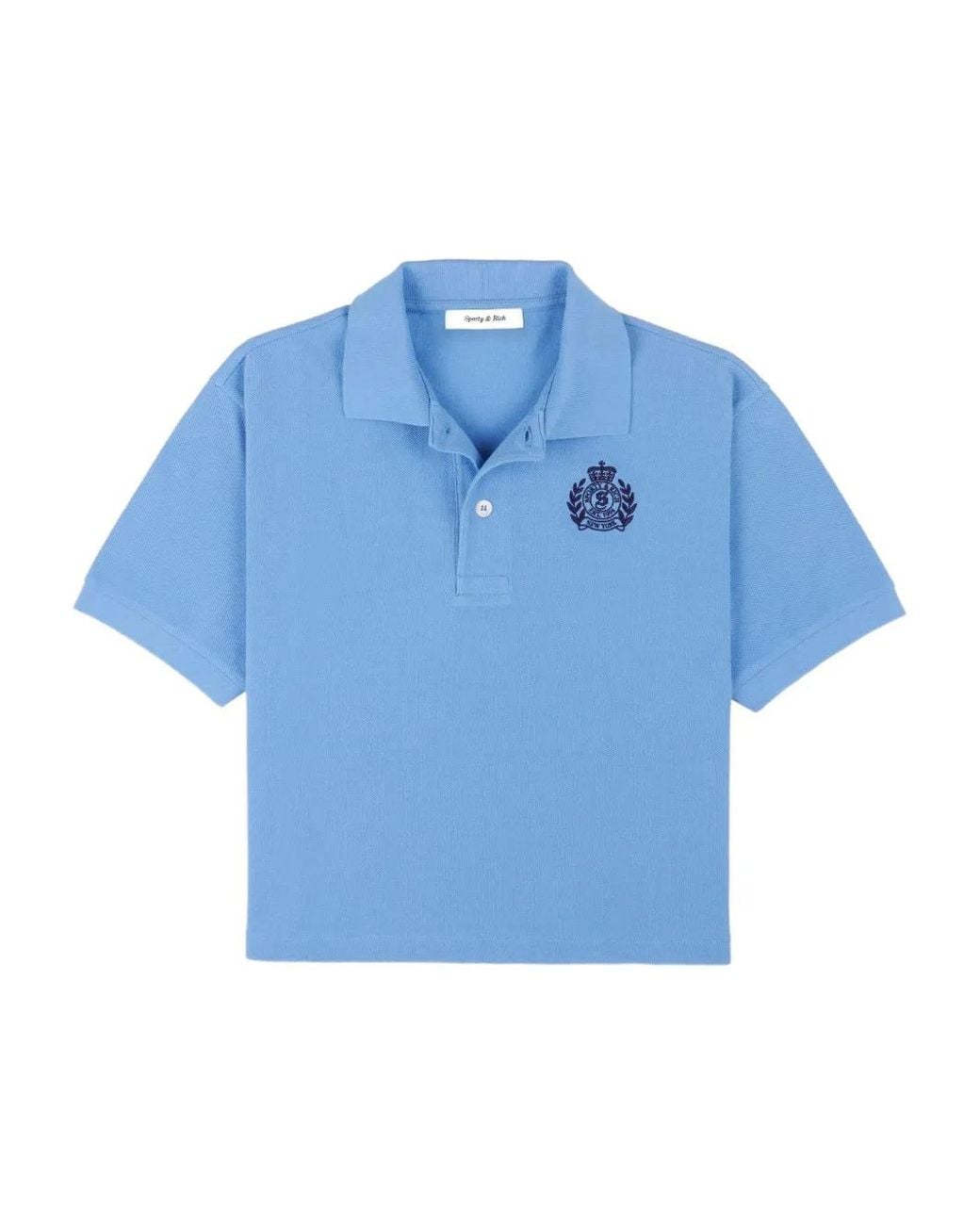 Sporty & Rich Blue H&W Crest Embroidered Polo Shirt