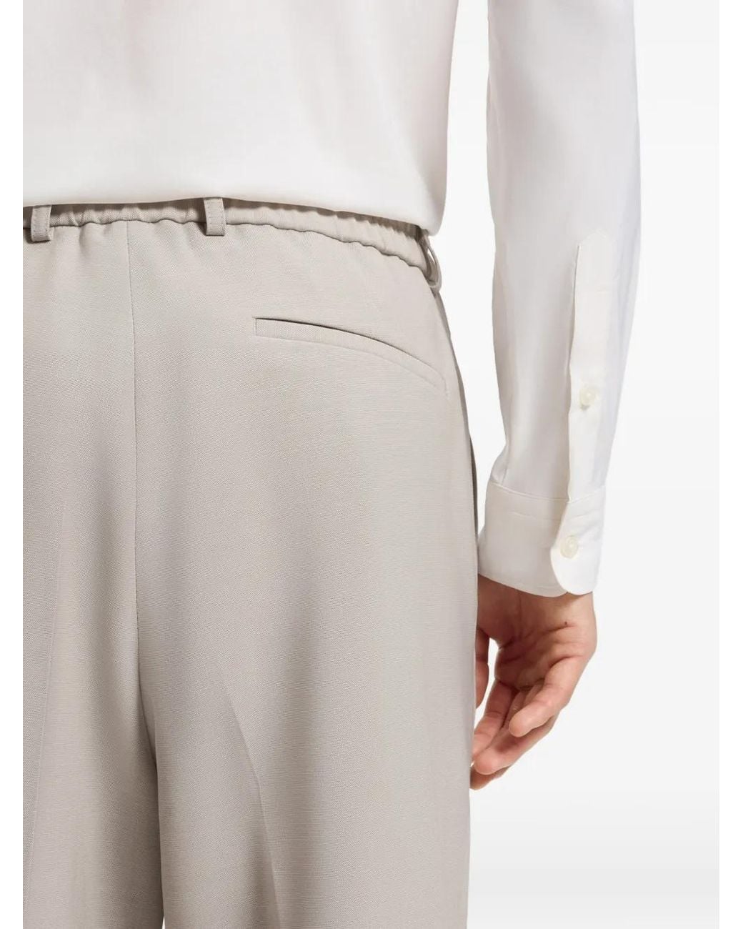 Boss White Pleated Trousers for men