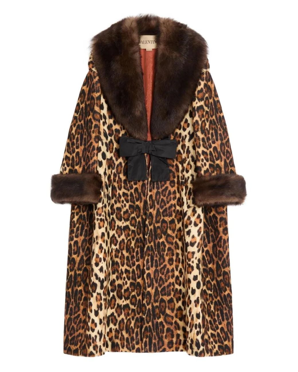 Valentino Garavani Brown Fauve Eclat Spotted Wool Coat