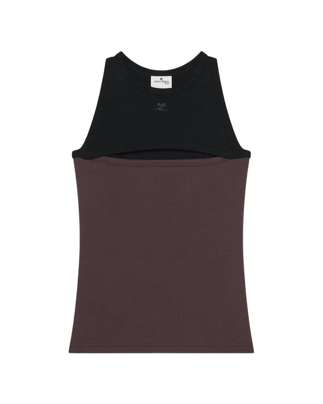 Courreges Brown Slash Contrast Tank Top